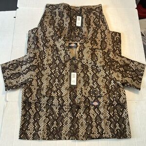 Dickies XSmall Set Camden Cropped XS Work Shirt / 2R Pants Snakeskin Khaki NWT